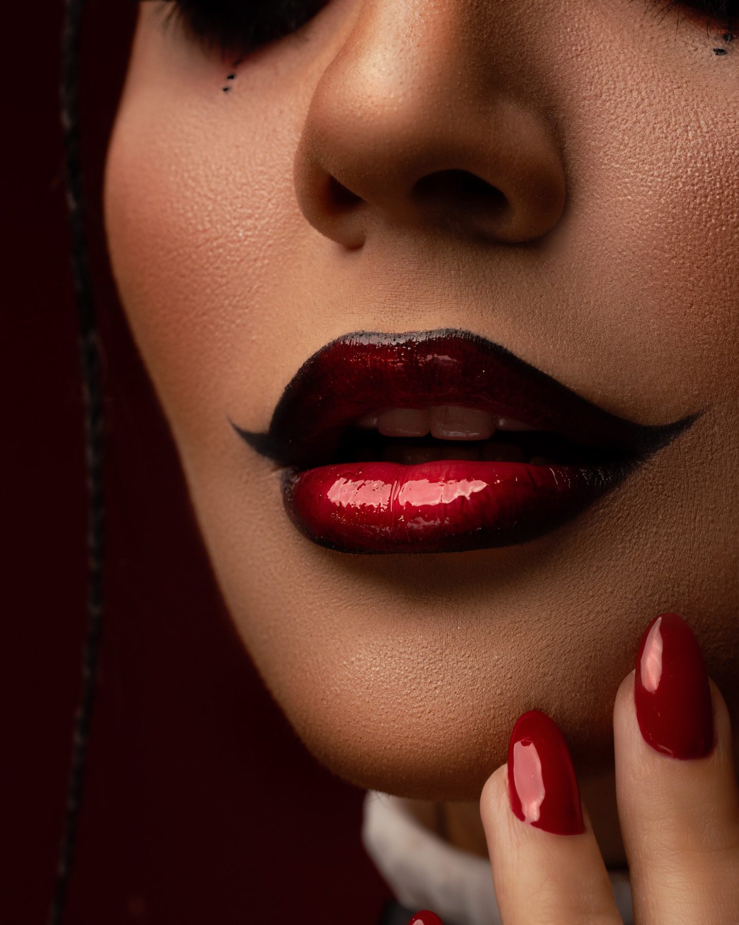 Close-up red beauty lips editorial detail